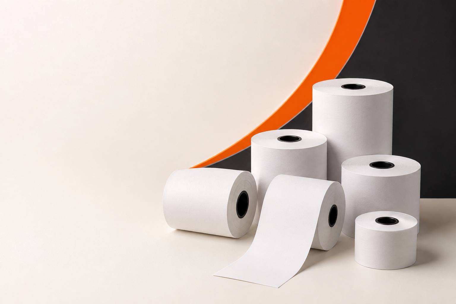 White Thermoreel thermal paper rolls